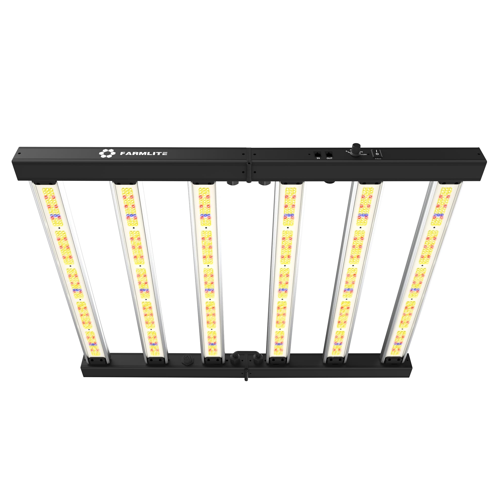 FARMLITE front view showing compact grow light bar and packaging benefit visibility