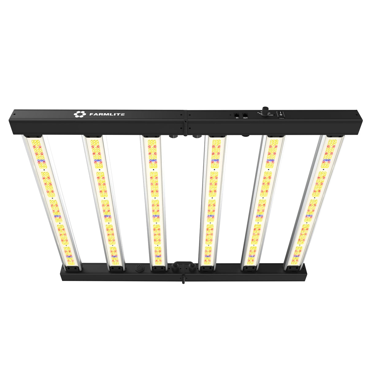 FARMLITE front view showing compact grow light bar and packaging benefit visibility