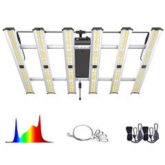 FARMLITE front view hanging LED grow light showing even canopy coverage benefit