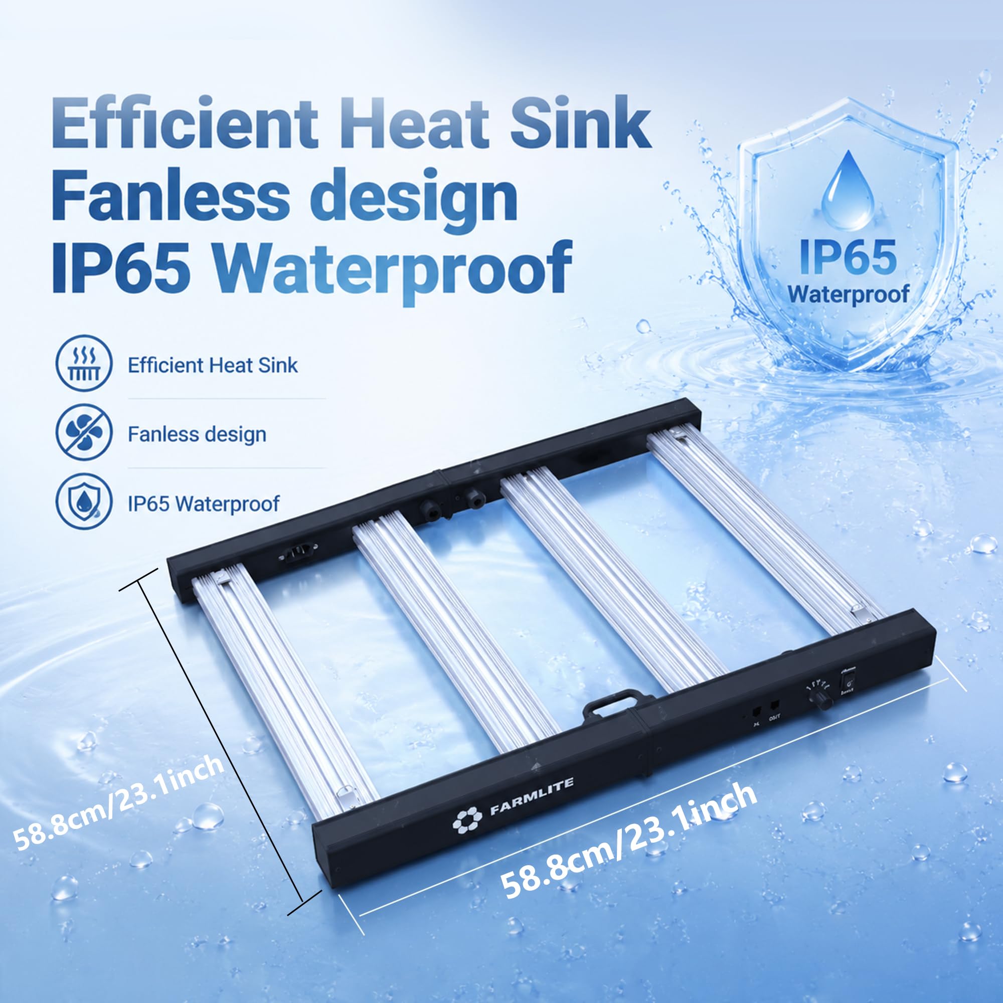 FARMLITE water splash testing demonstrating IP65 moisture resistance
