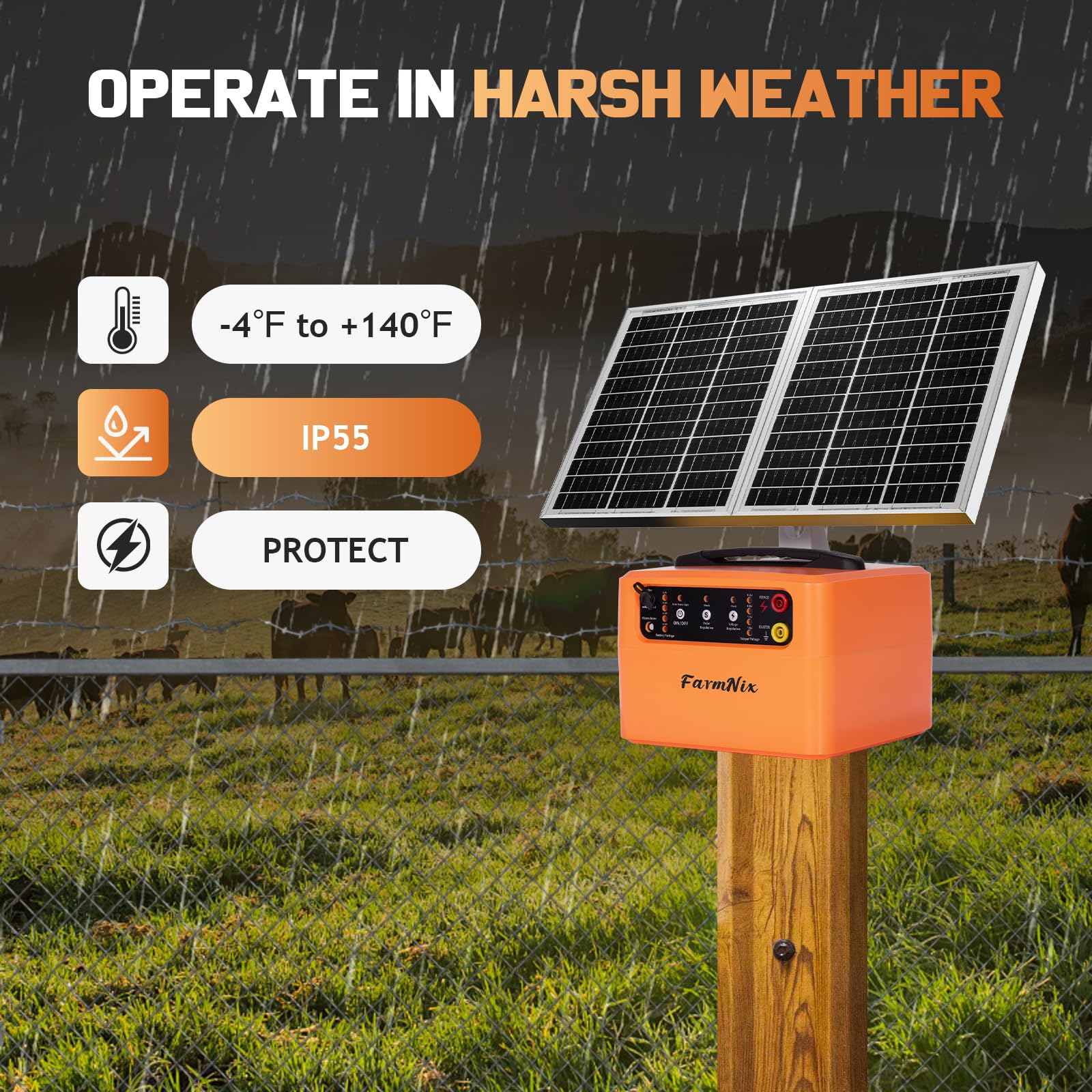 FarmNix control knobs and labels allowing simple adjustable energy settings