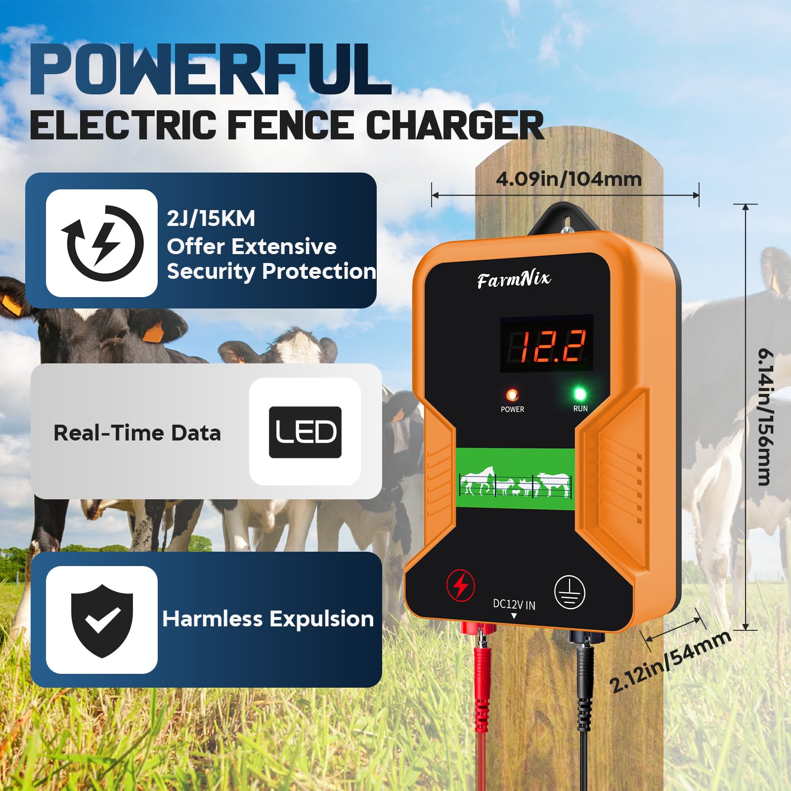 FarmNix LED status indicator close-up for quick fence health checks