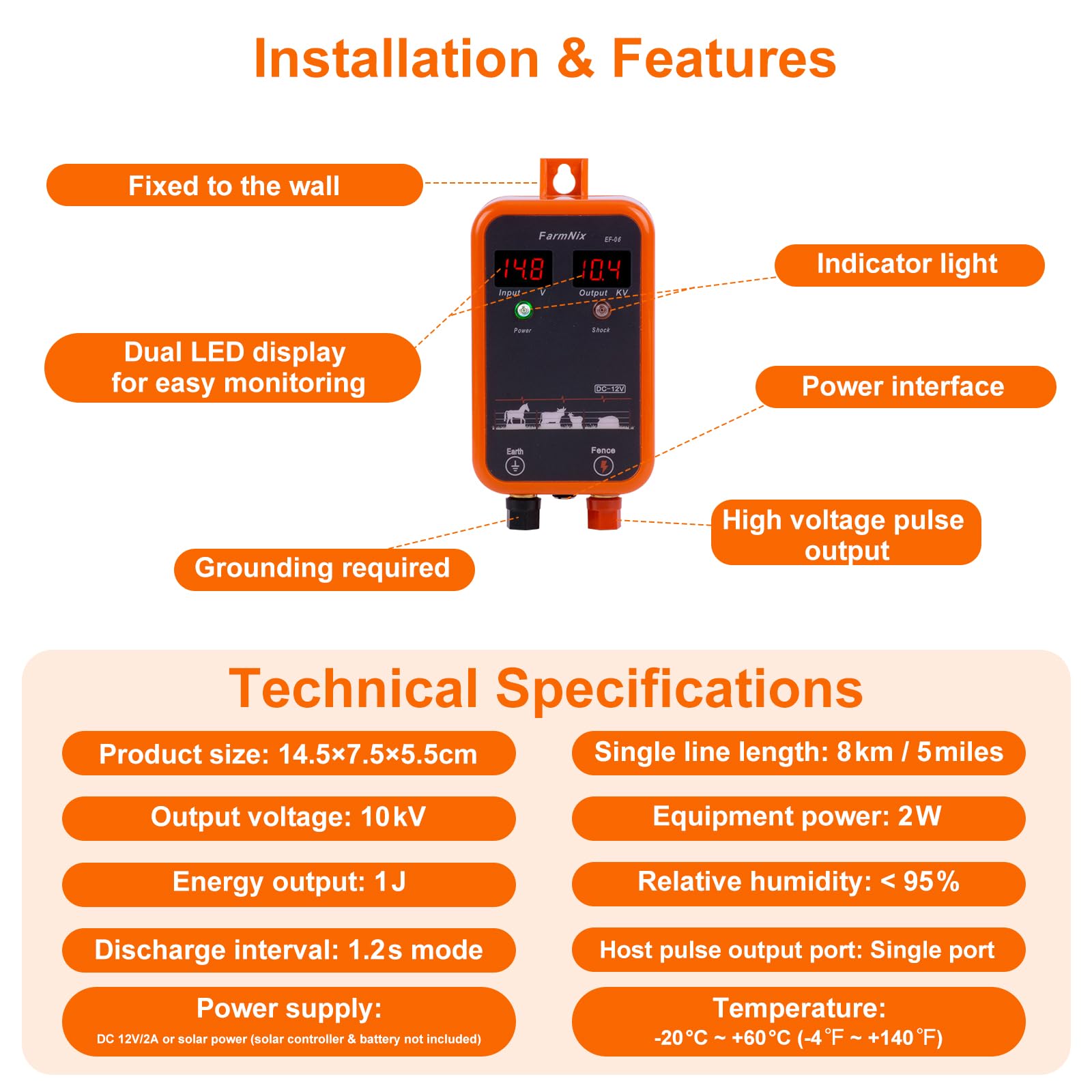 FarmNix mounted on fence post securing livestock with visible connection points