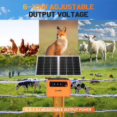 FarmNix unit mounted on a fence post providing off-grid perimeter protection