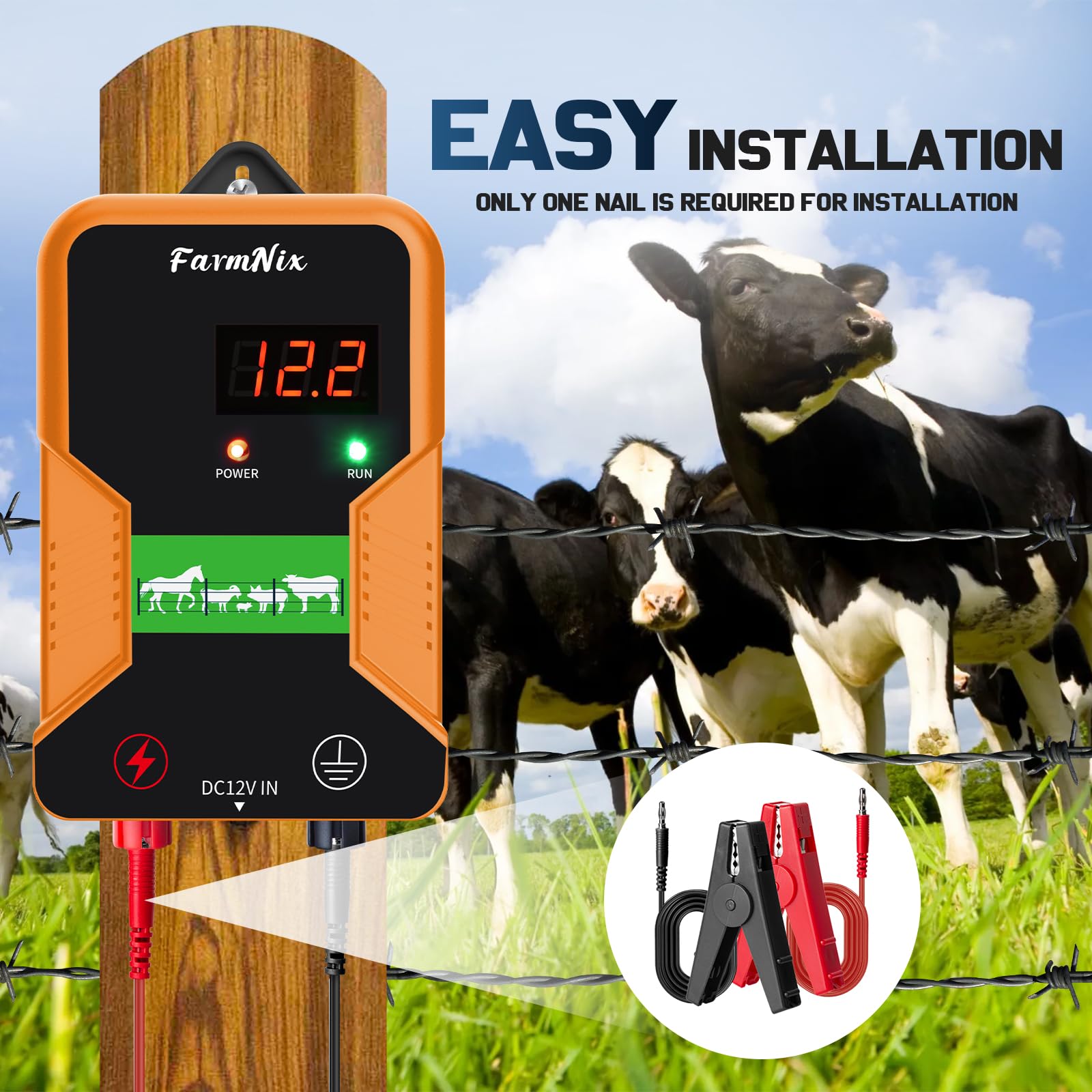FarmNix wired to live wire and grounding rod showing reliable connectivity