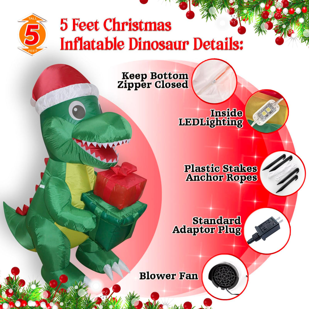 FARONZE close-up of dinosaur holding giftbox highlights playful detail