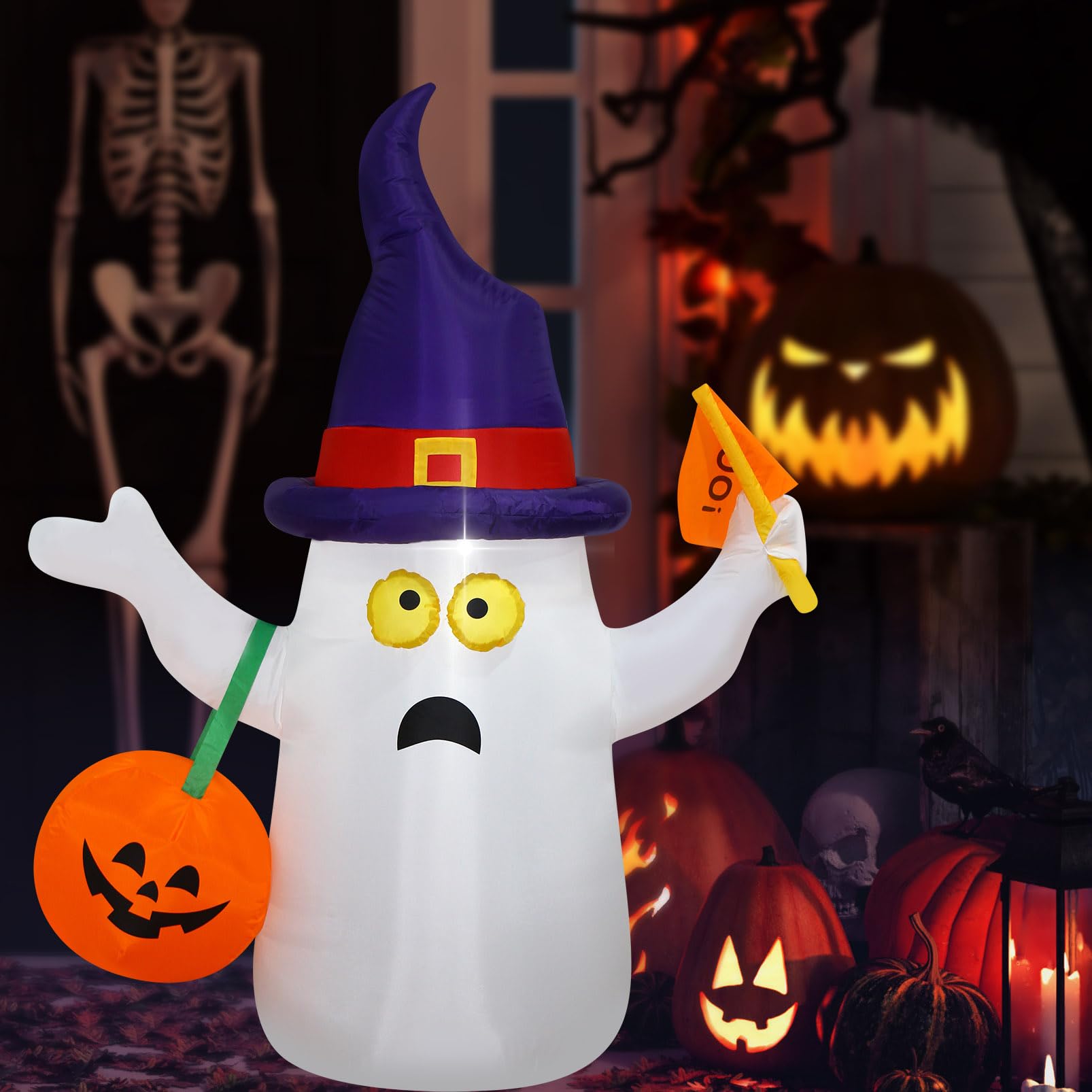FARONZE lighted ghost at night emphasizing illuminated yard visibility