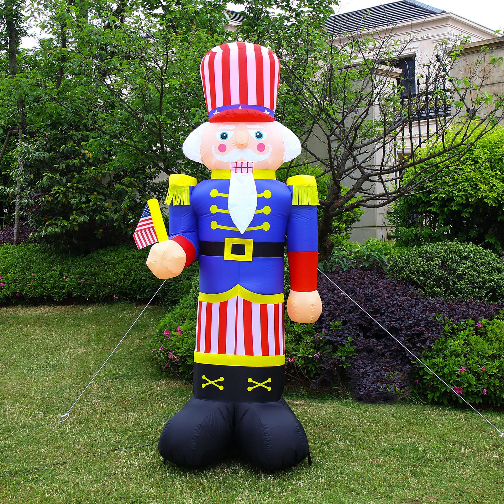 FARONZE nutcracker as party backdrop showing photo-ready patriotic decoration