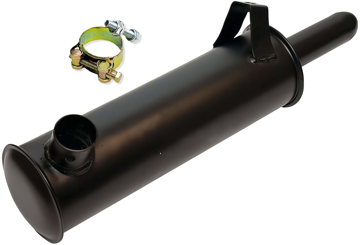 fascinatte muffler front view showing compact canister and fit benefits