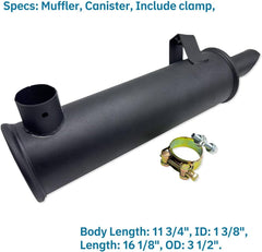fascinatte muffler side profile showing length and installation clearance