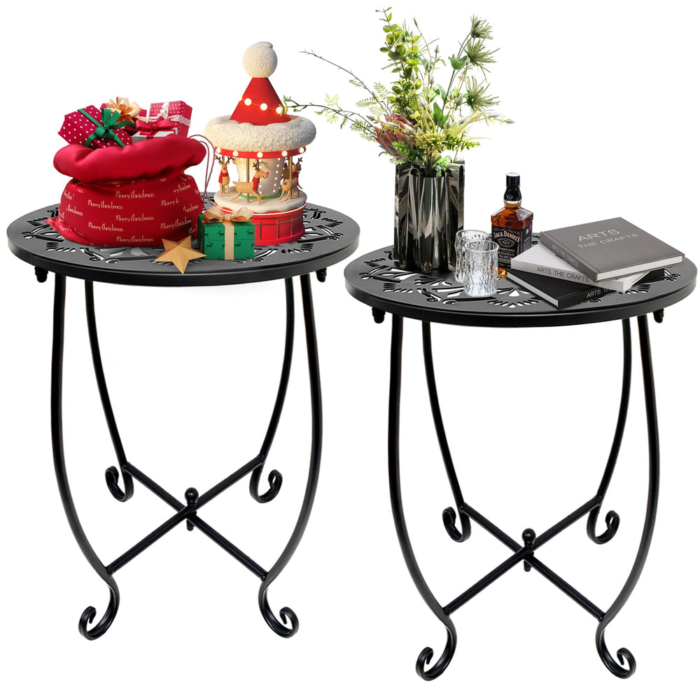 Fashion&cool front view of two side tables showing modern design and compact size