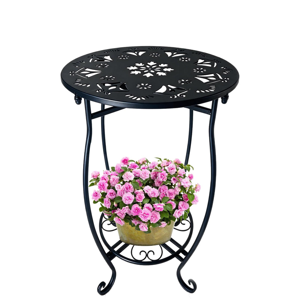 Fashion&cool front view of black 25 inch side table showing stable frame and tidy design