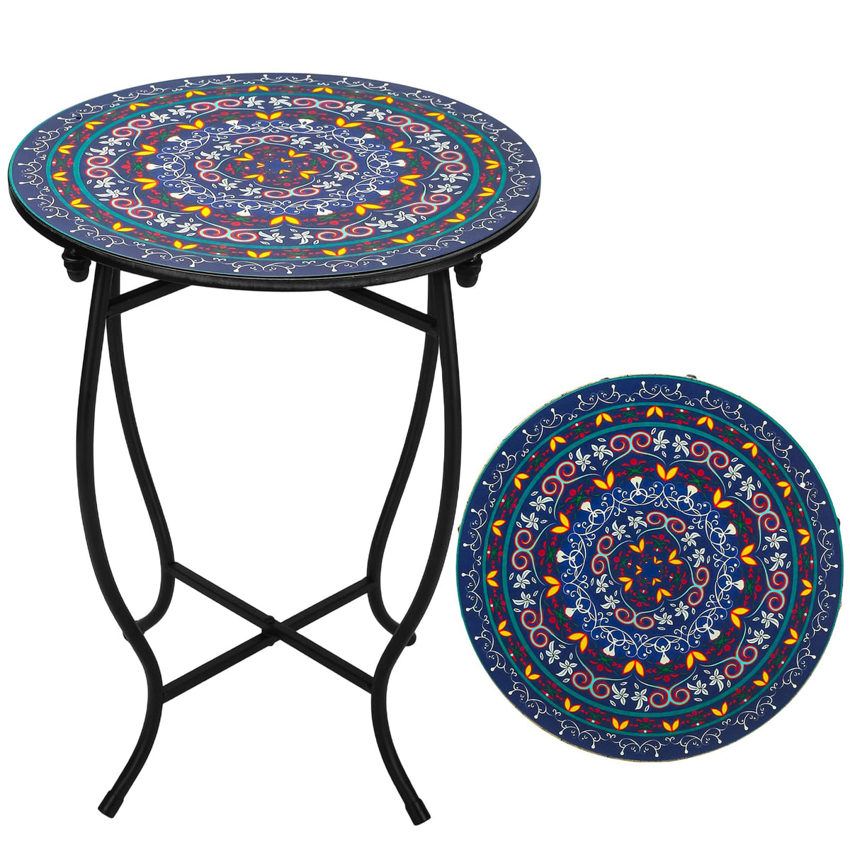 Fashion&cool front view of round side table showing compact design benefit