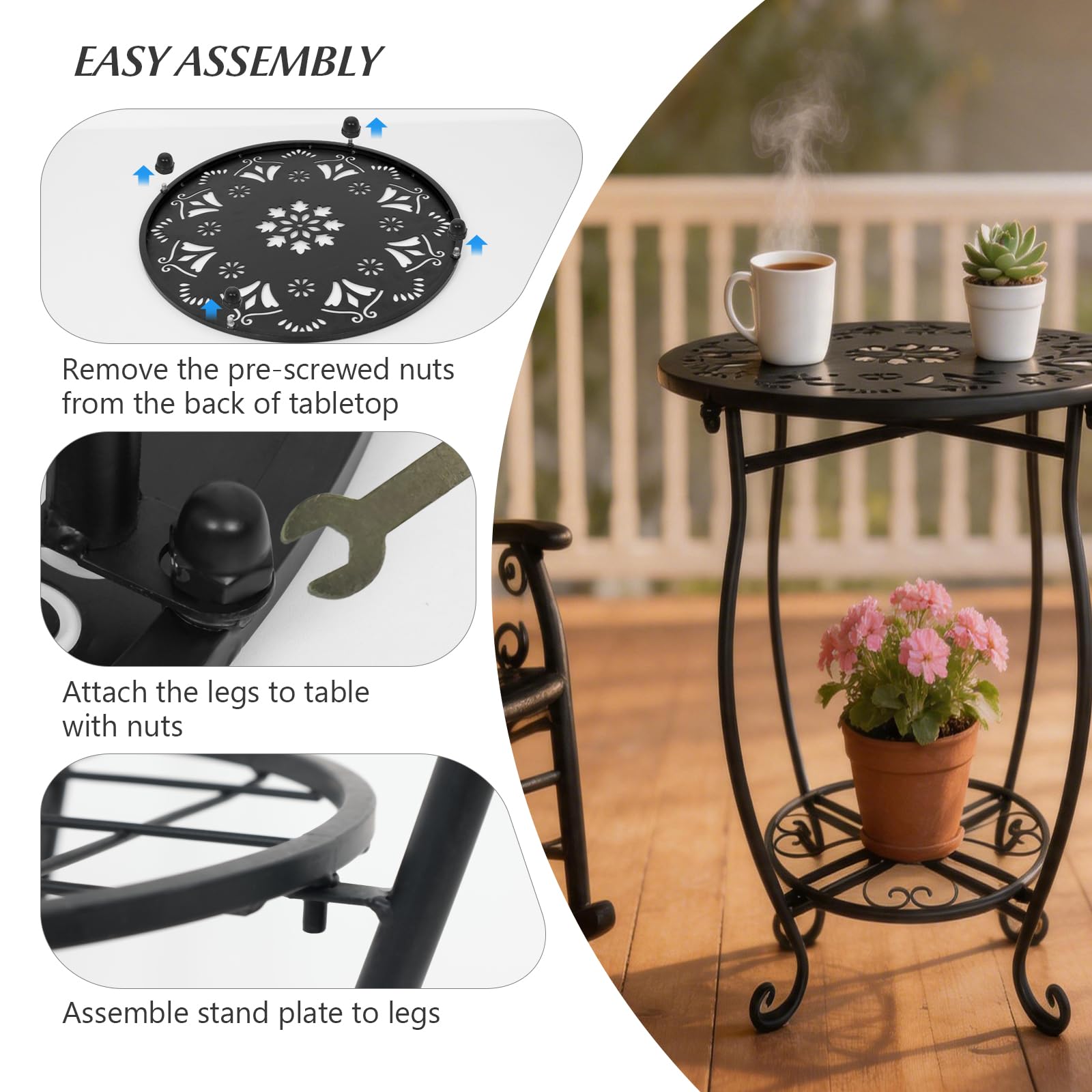 Fashion&cool table on balcony beside chair showing compact stylish outdoor use