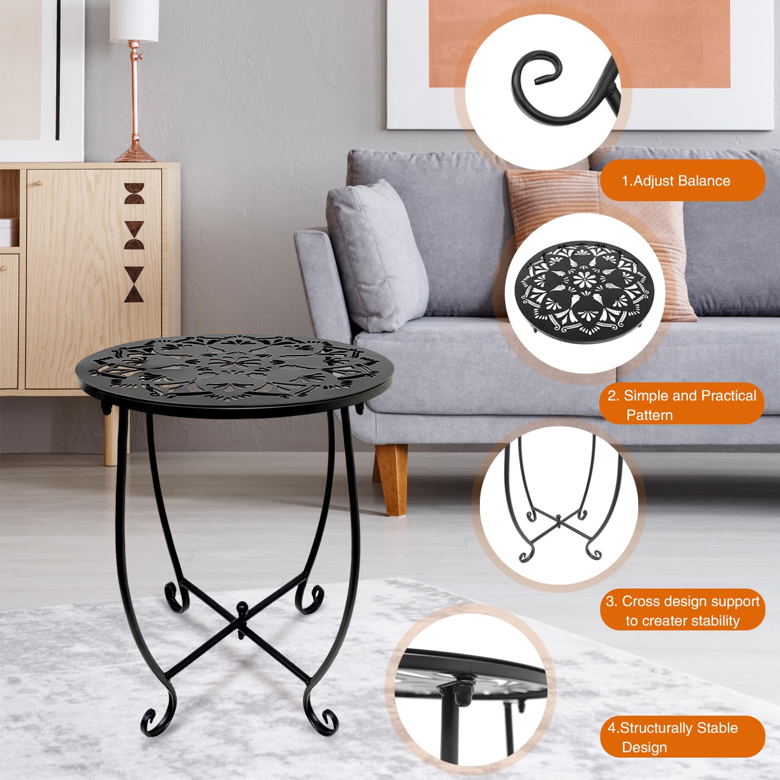 Fashion&cool table in patio setting holding drinks to show outdoor convenience