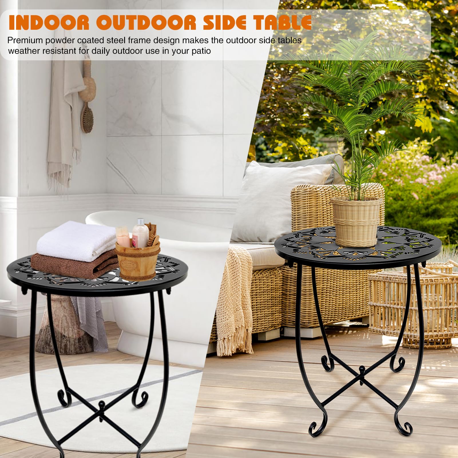 Fashion&cool table used as a plant stand displaying greenery and curb appeal