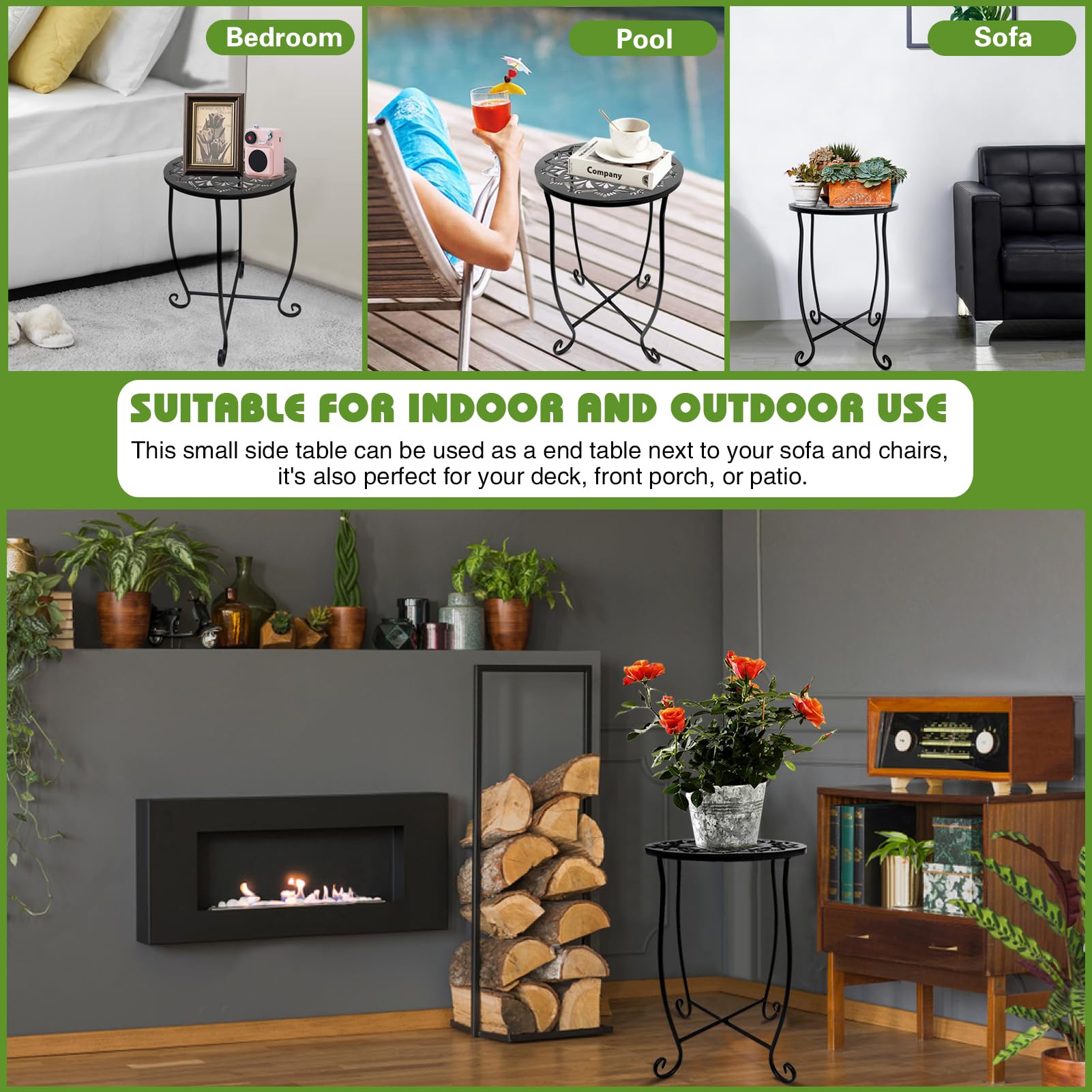 Fashion&cool single table styled with plant demonstrating dual-use as plant stand