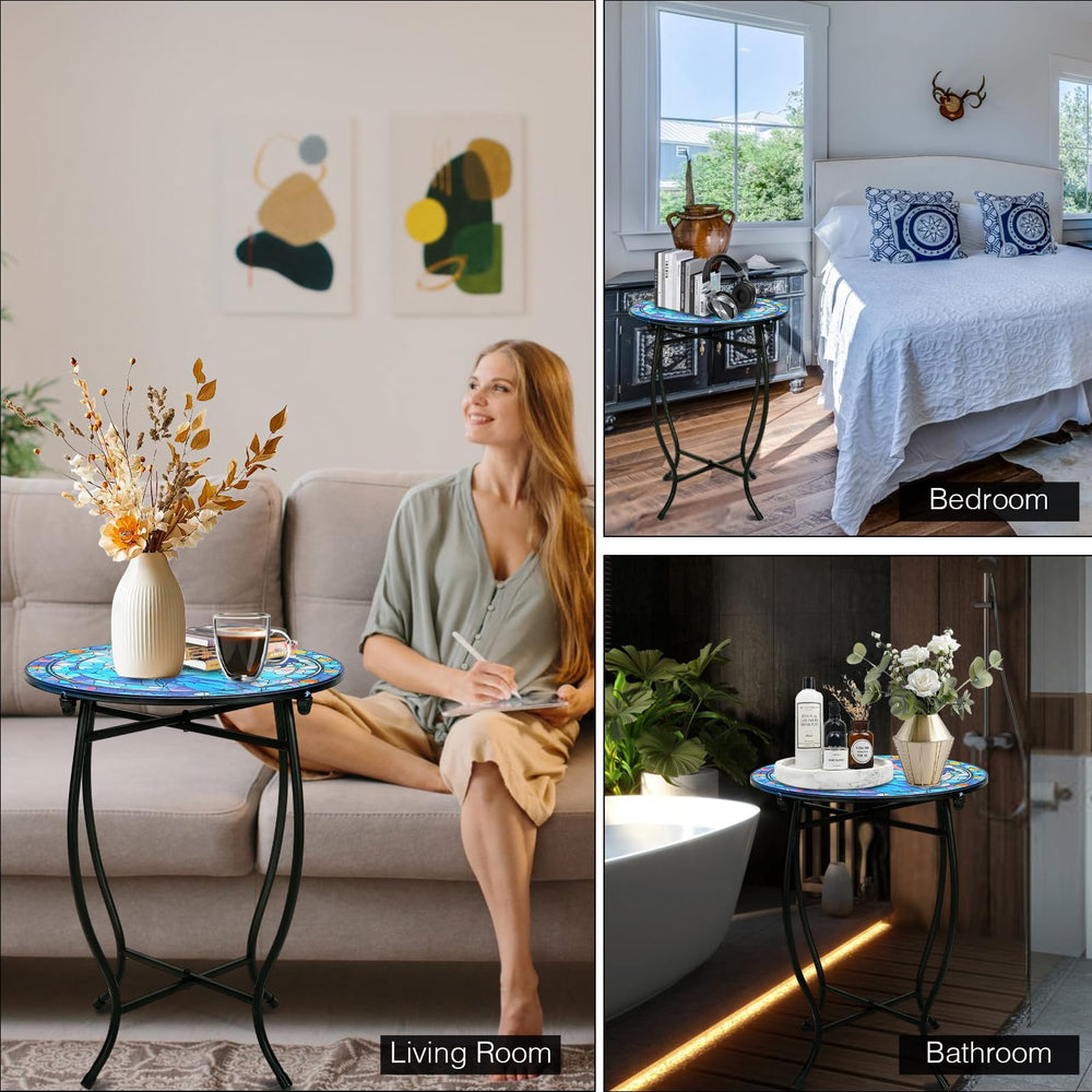 Fashion&cool table beside chair demonstrating scale and how it fits small seating areas