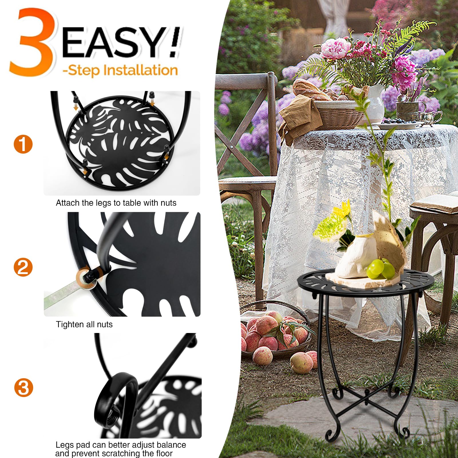 Fashion&cool side table with potted plant showing elevated display and weather use