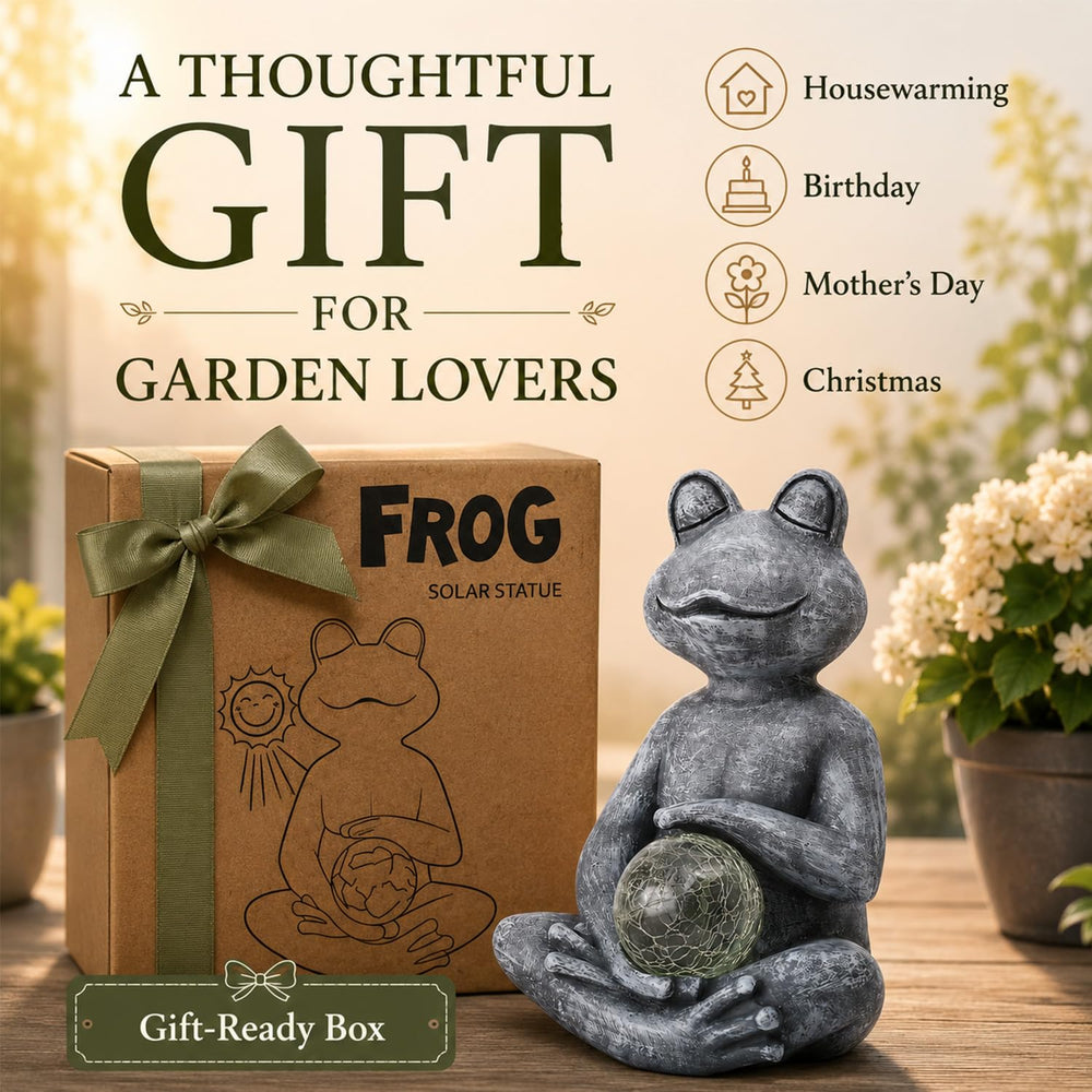 Fashionoda frog illuminated at night providing soft garden lighting