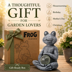 Fashionoda frog illuminated at night providing soft garden lighting