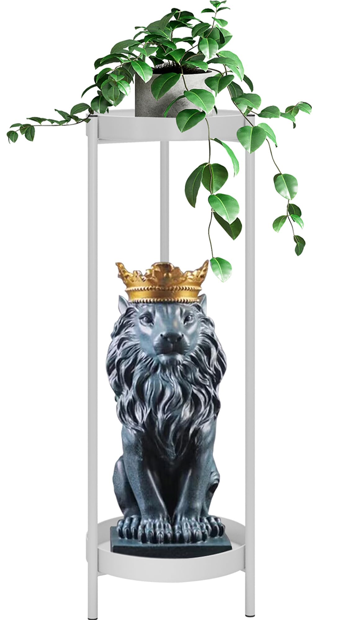 Fashionoda front view of white 2-tier stand showing neat plant display and organization