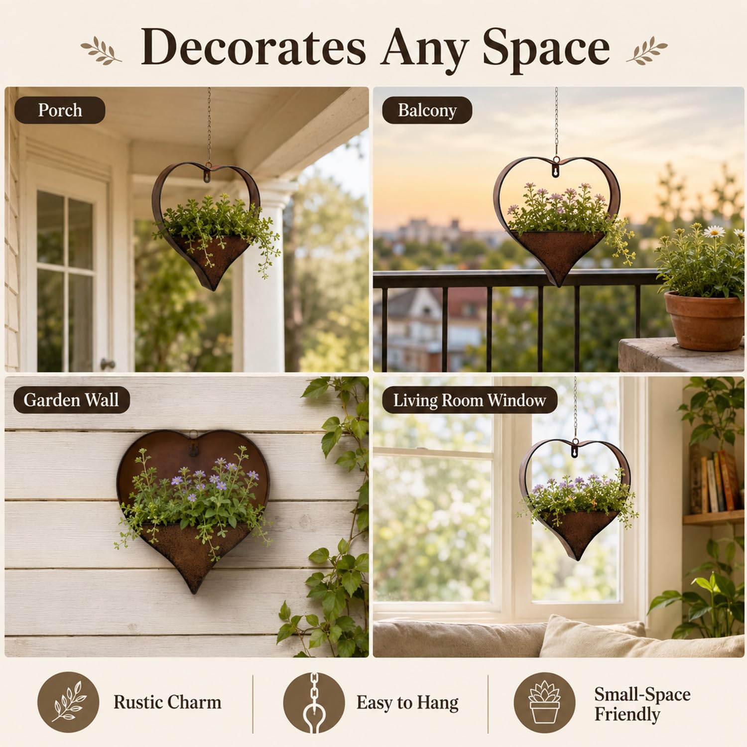 Fashionoda planter next to hand to show 10.6-inch scale and portability