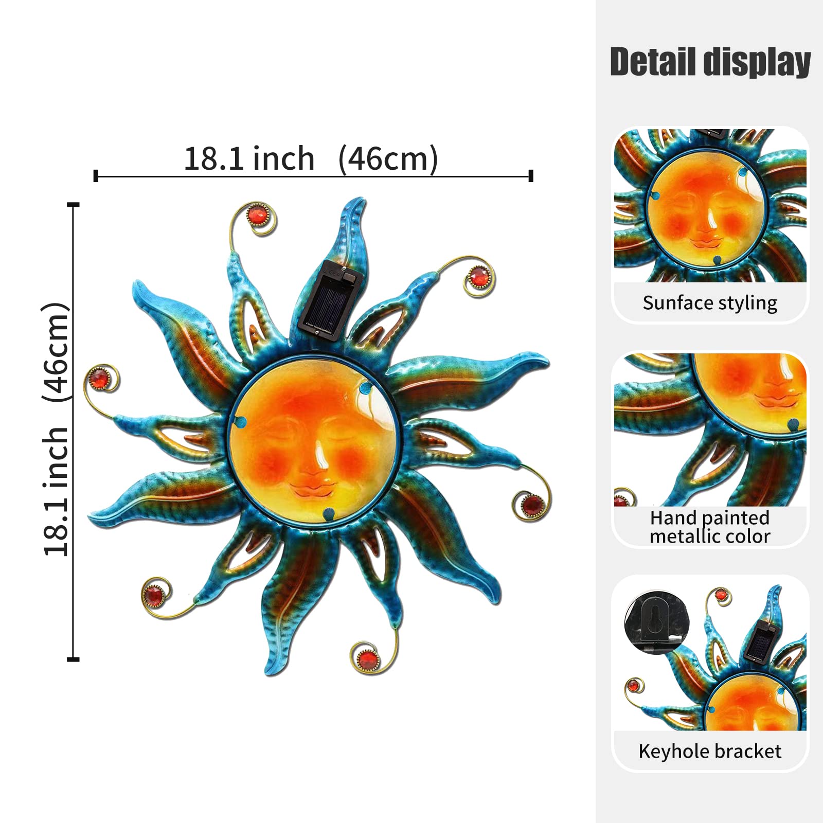 Fashionoda sun face top solar panel detail capturing sunlight for charging