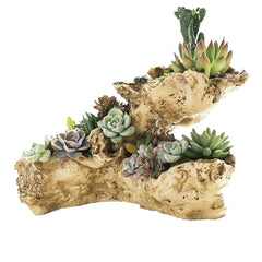 Fashionstorm driftwood planter front view showing layered log texture and sculptural shape