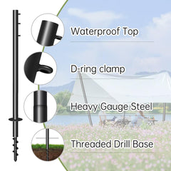 FATAWKC pole installed supporting a shade sail, showing reliable outdoor shading