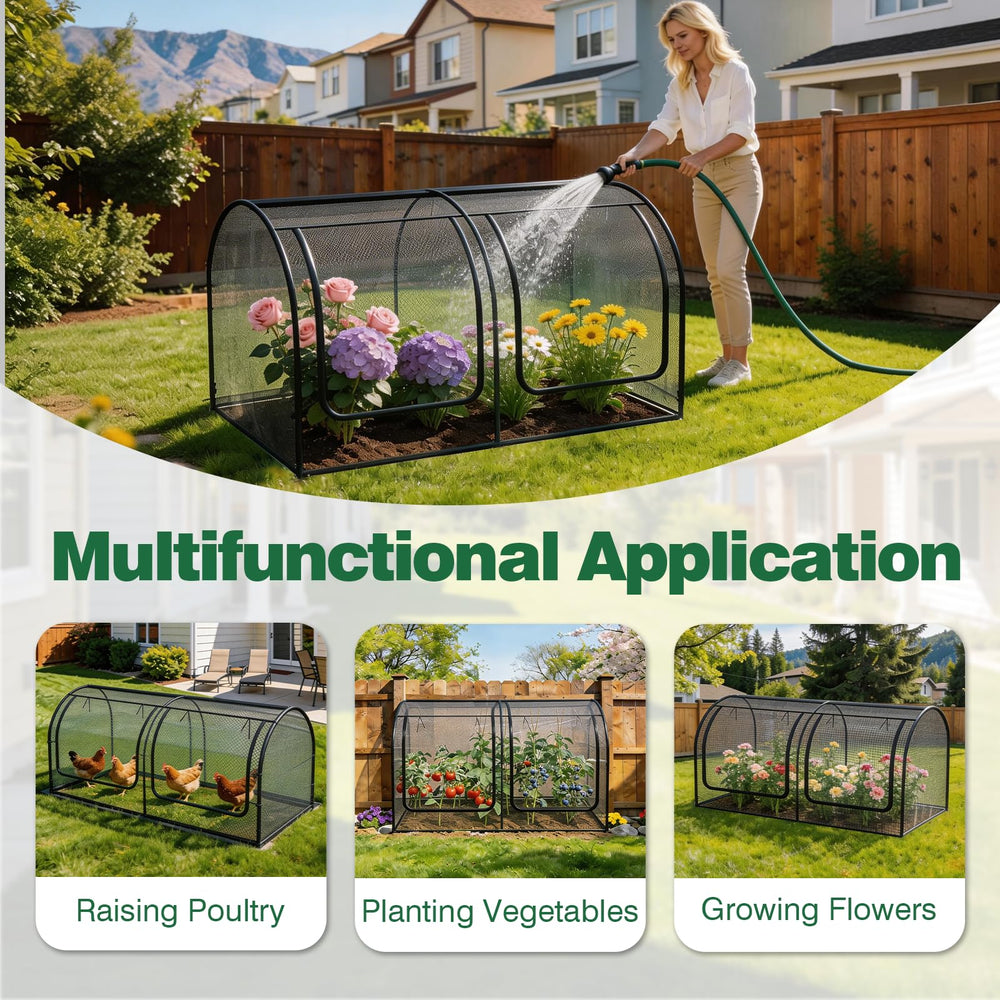 Fatazoii size scale on raised bed showing exact 98x49x49 inch fit