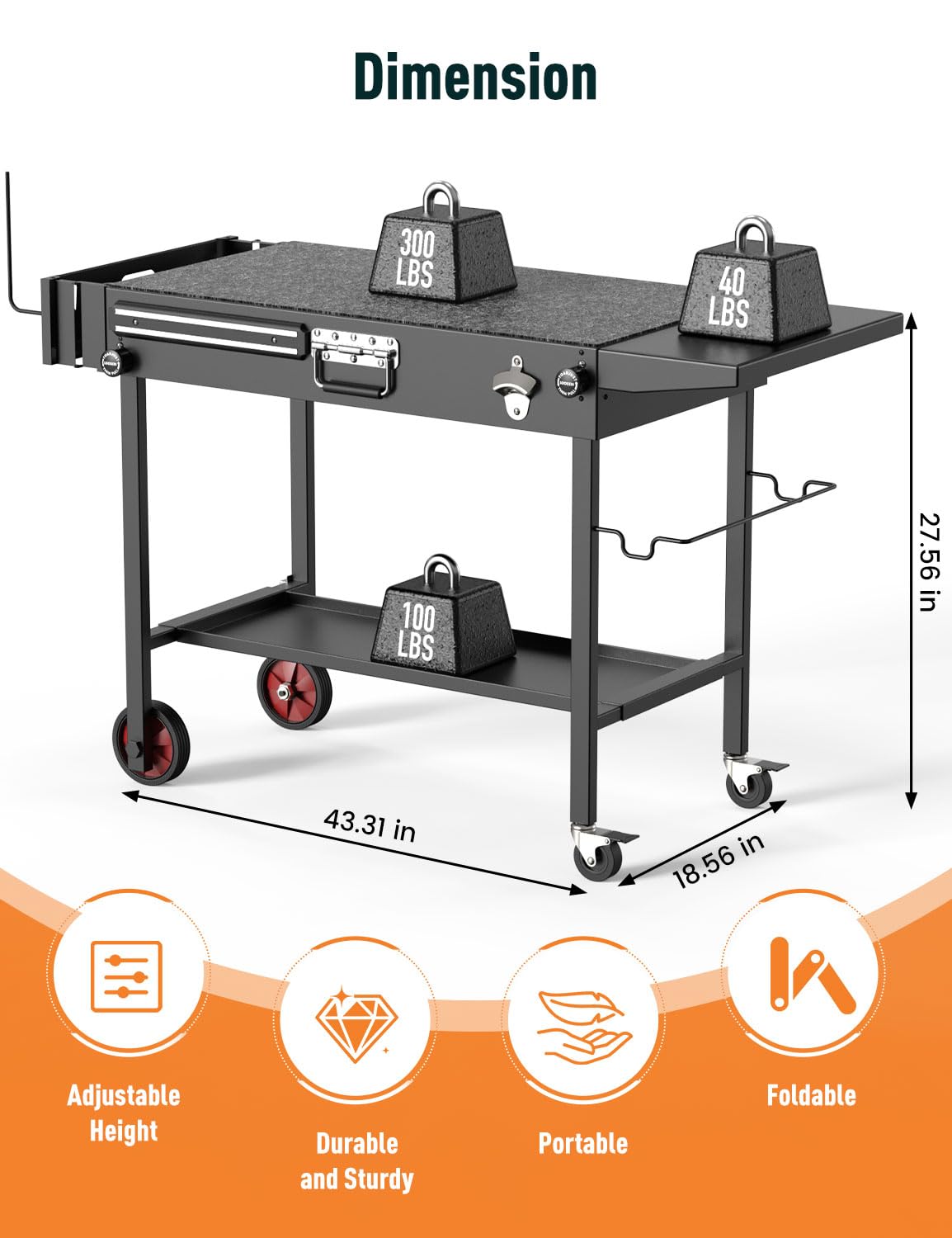 FATOK griddle in use on cart with non-slip mat for safer cooking