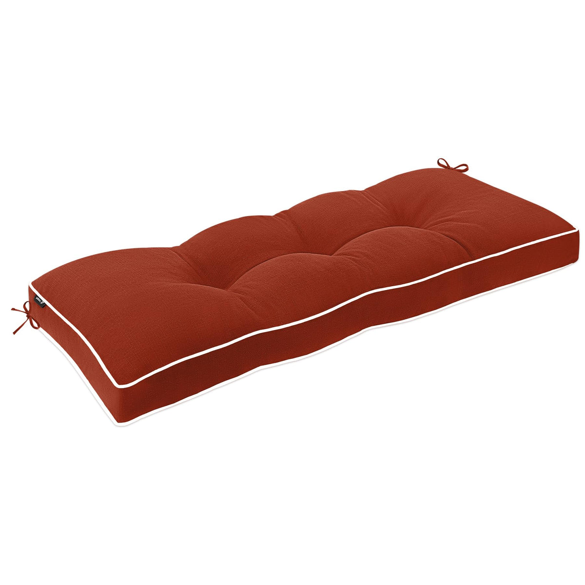 Favoyard red bench cushion front view showing tufted surface and neat edges for style