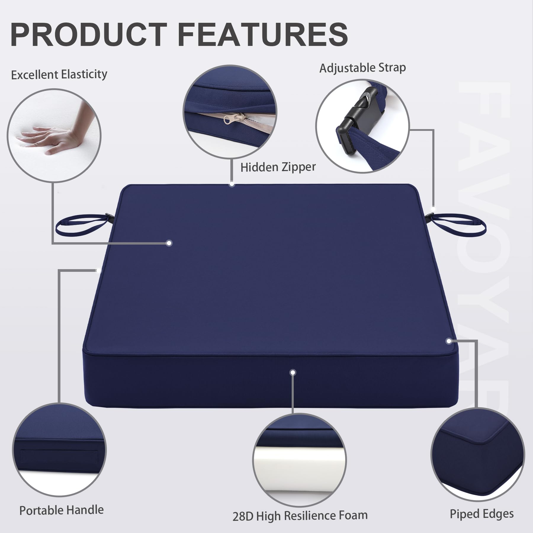 Favoyard cushion on patio chair in use providing comfortable seating for outdoor dining