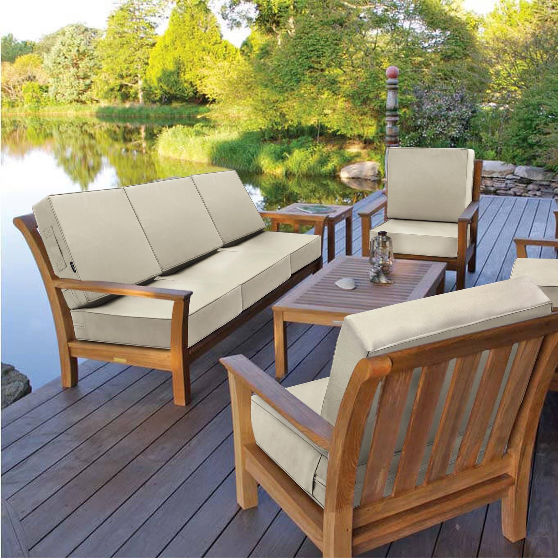 Favoyard cushion placed on patio chair demonstrating comfort and style