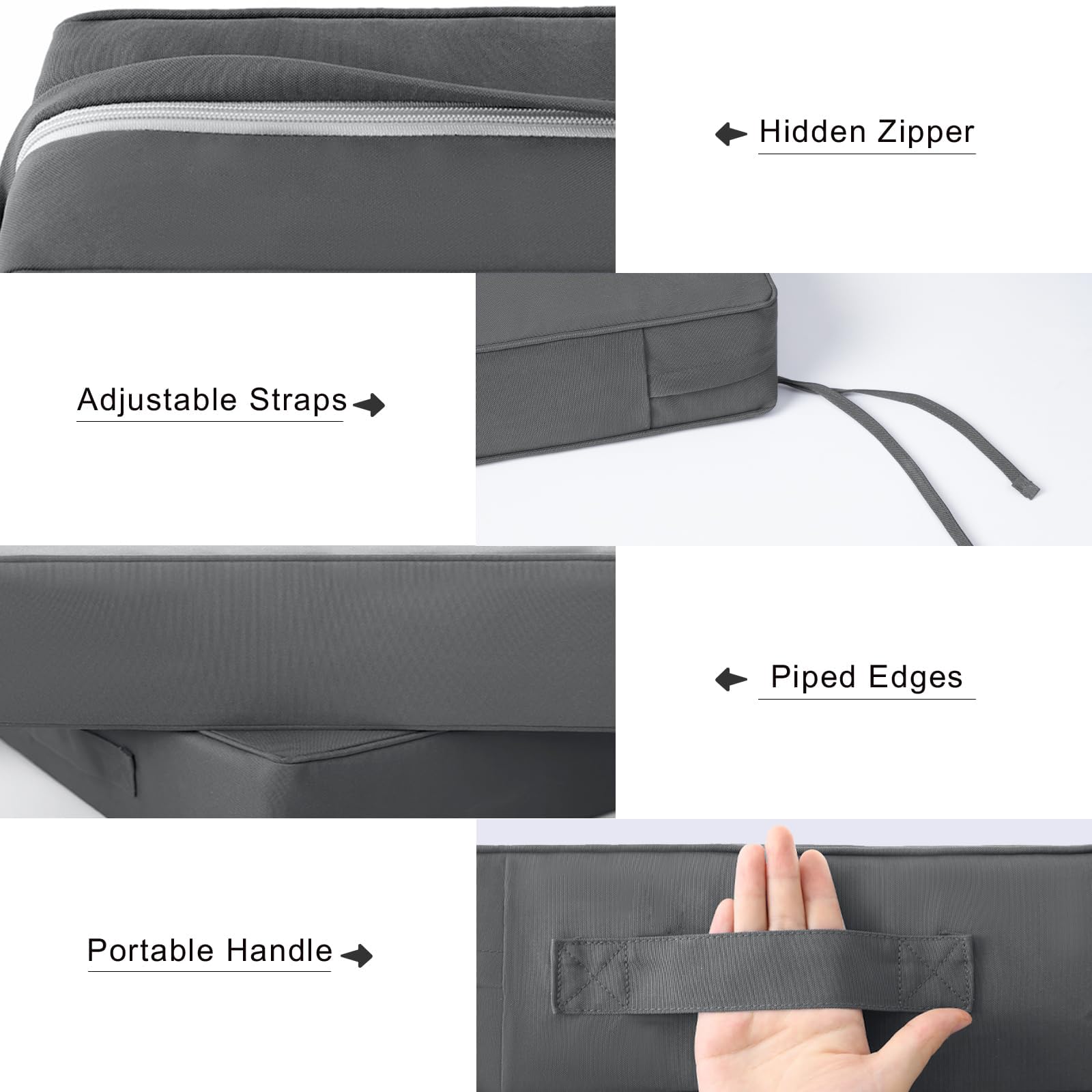 Favoyard cushion beside ruler showing accurate 46x26 seat size for proper fit