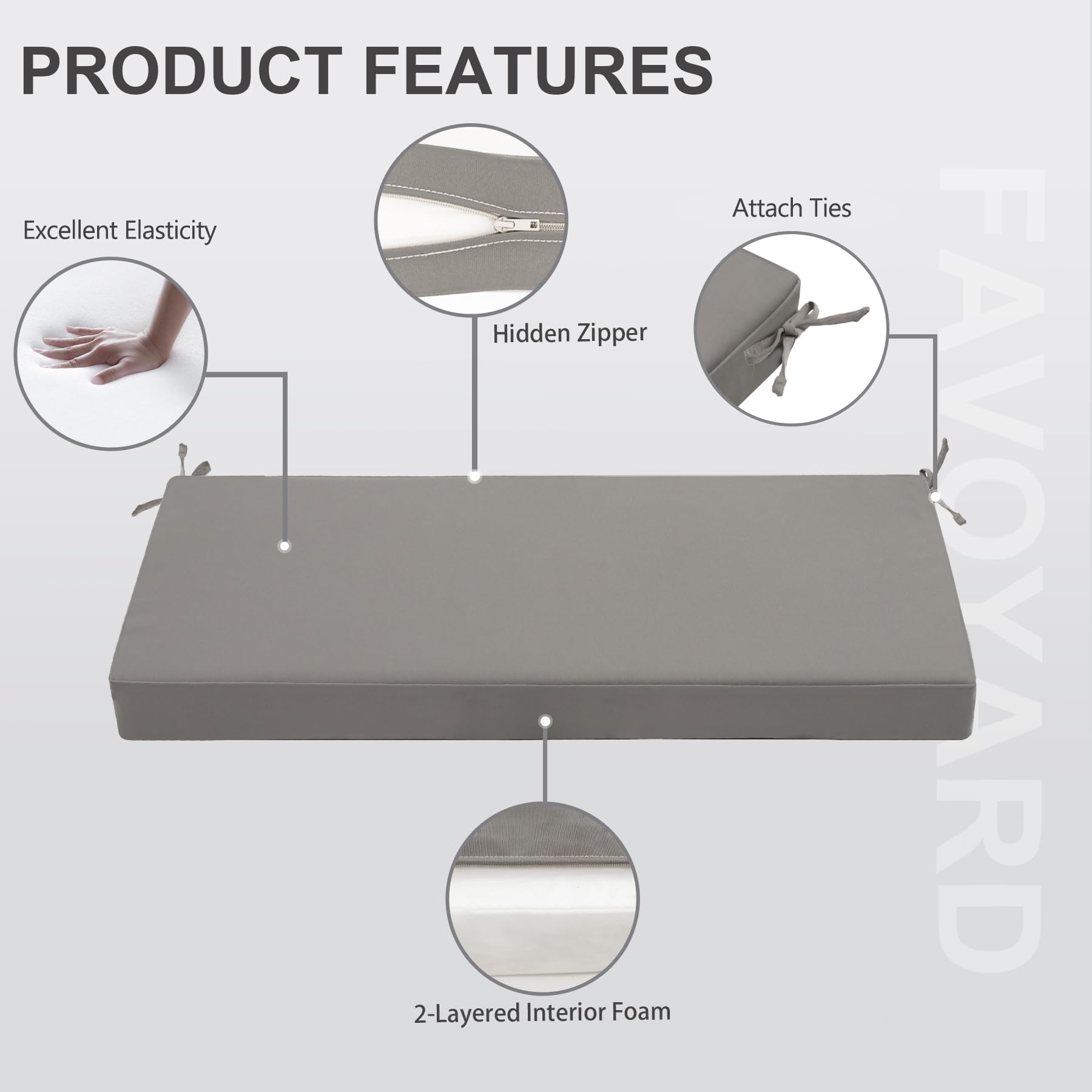 Favoyard hidden zipper and side ties detail for secure, waterproof cover fastening