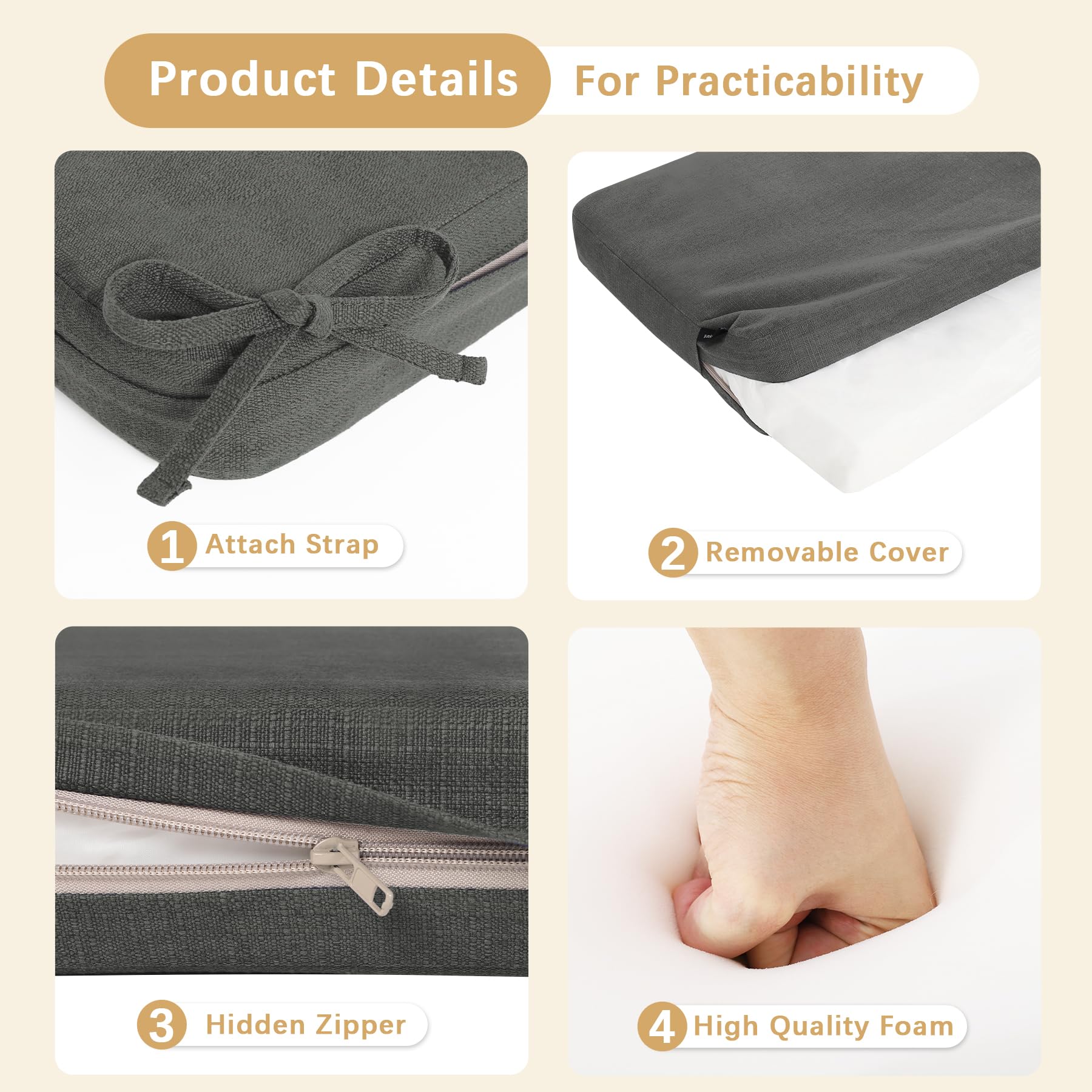 Favoyard foam core cross-section showing 28D resilient foam and lasting comfort benefit