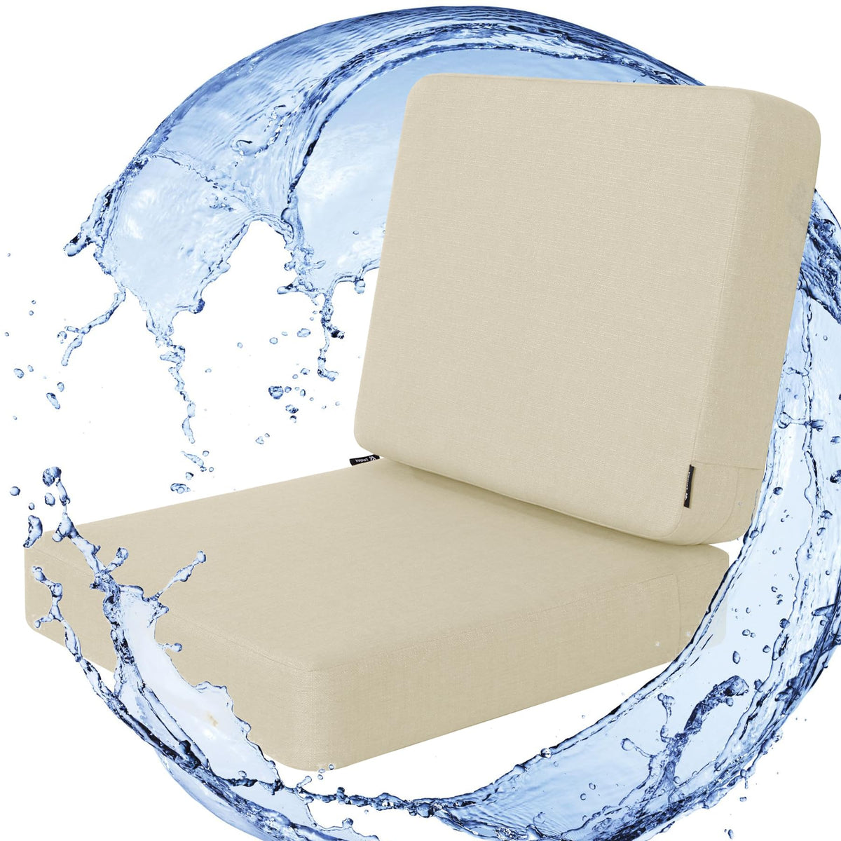 Favoyard front view of beige cushion set showing neat packaging and clean lines