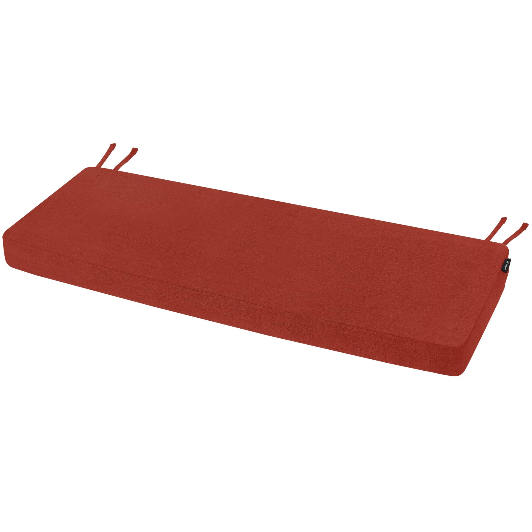 Favoyard front view showing red bench cushion and neat profile for visual appeal