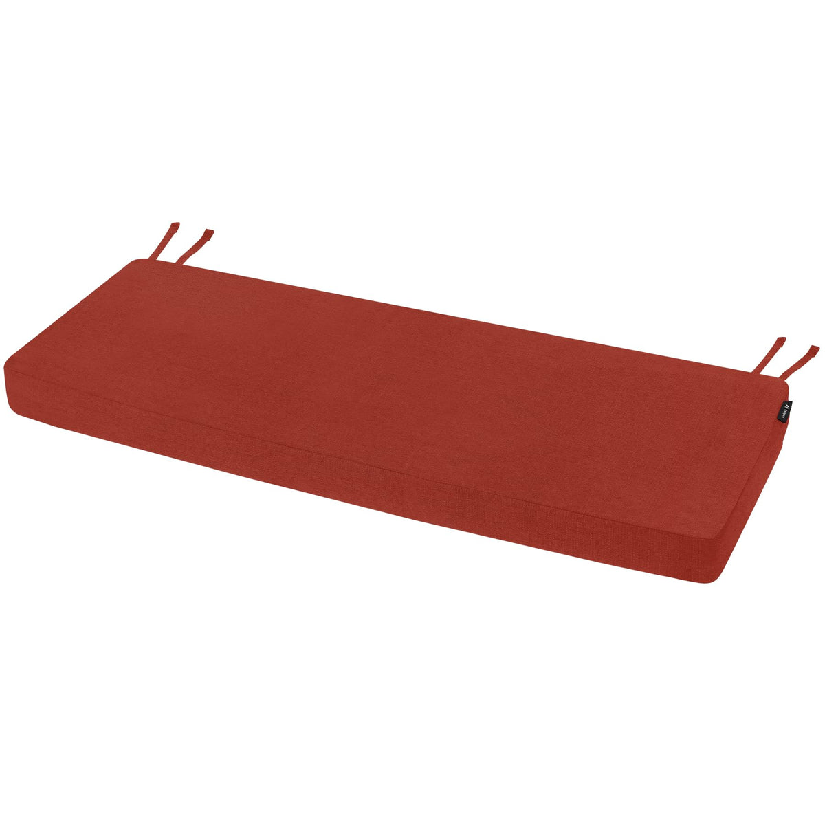 Favoyard front view showing red bench cushion and neat profile for visual appeal