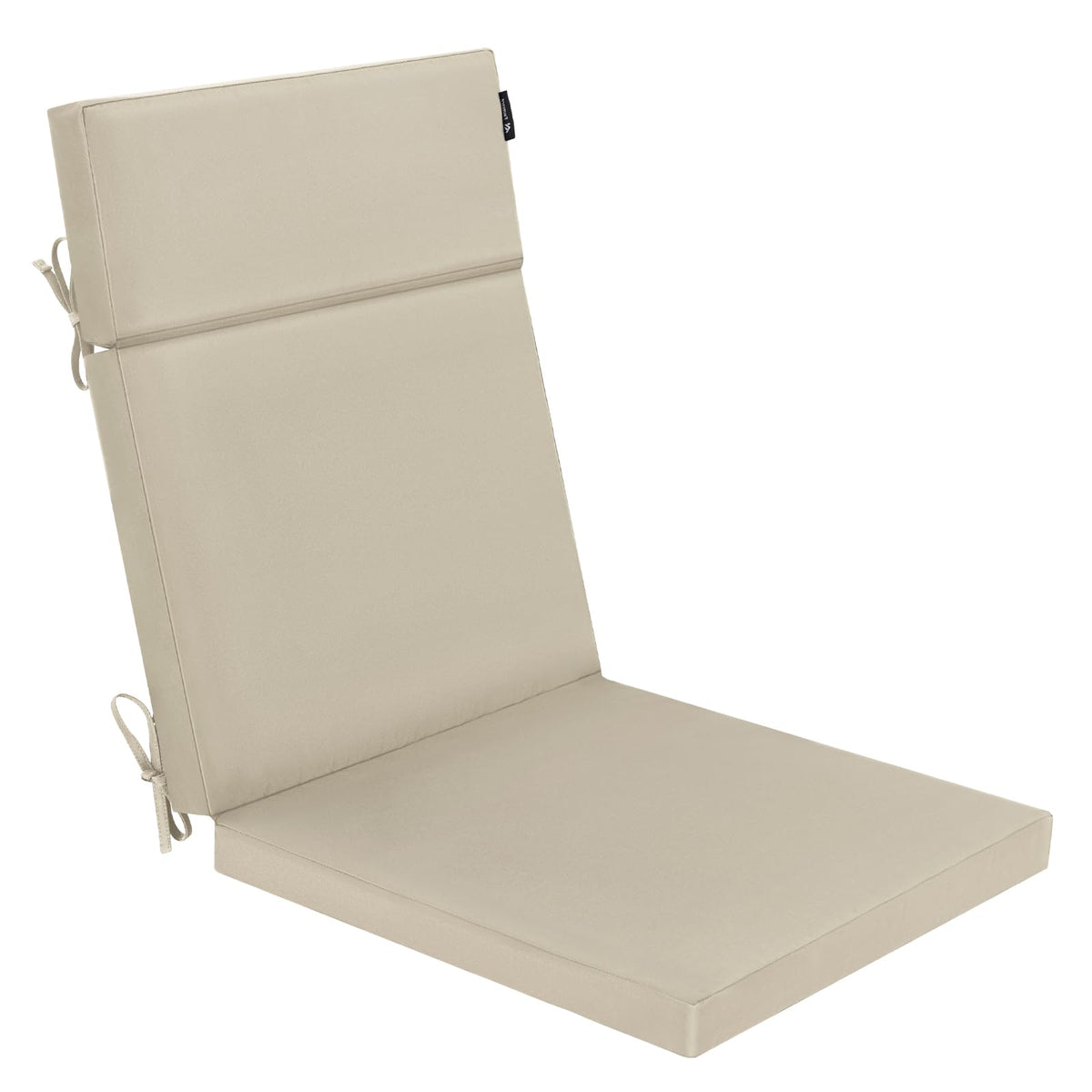 Favoyard beige front view showing full seat and back cushions and clear benefit of weather protection