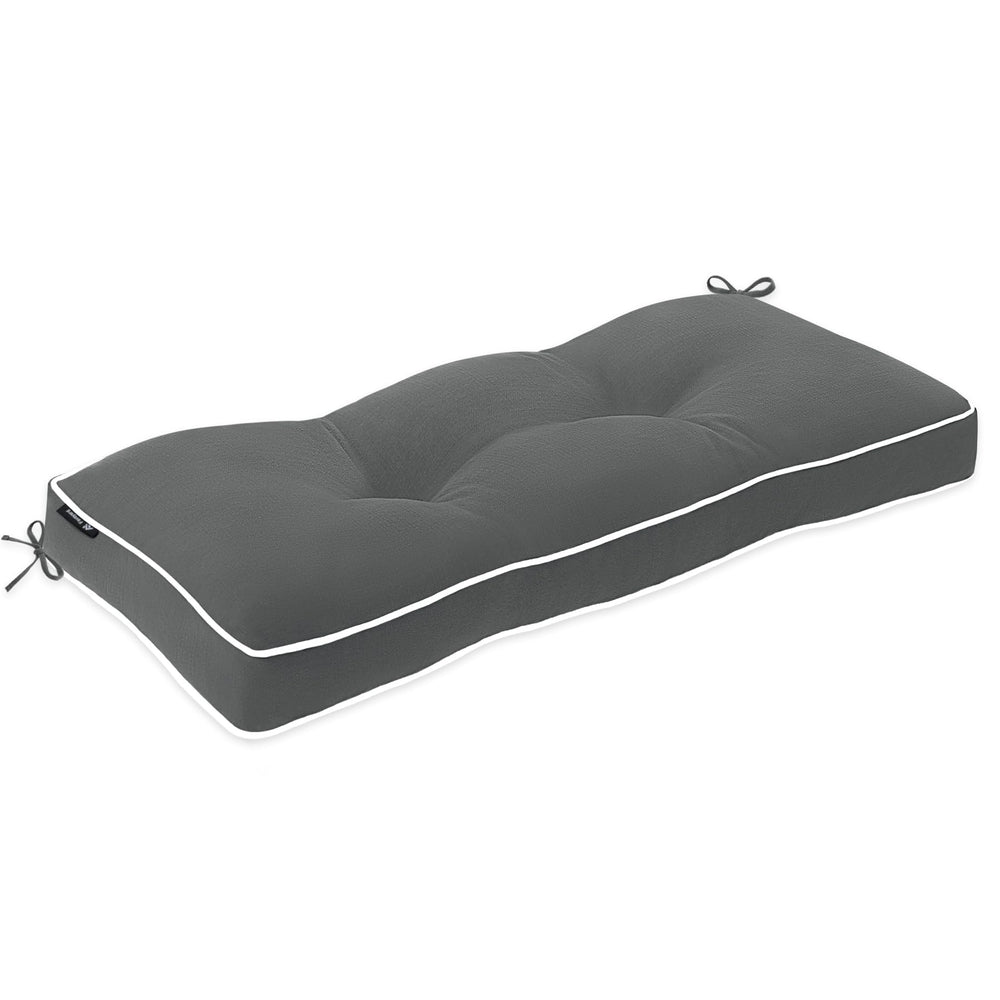 Favoyard front view bench cushion shows sleek dark grey and durable finish for stylish seating