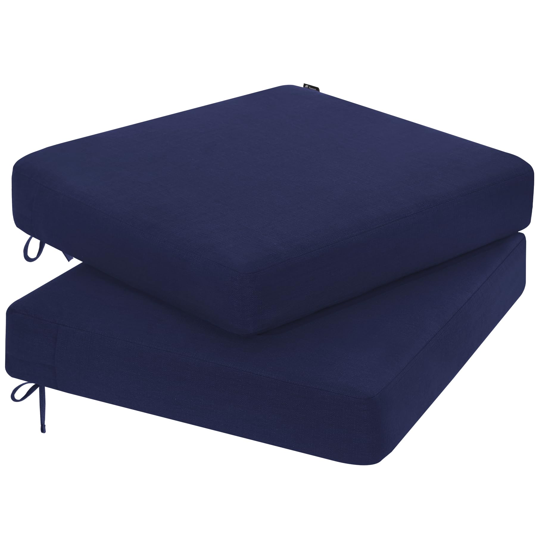 Favoyard blue cushion front view showing neat finish and comfortable padding