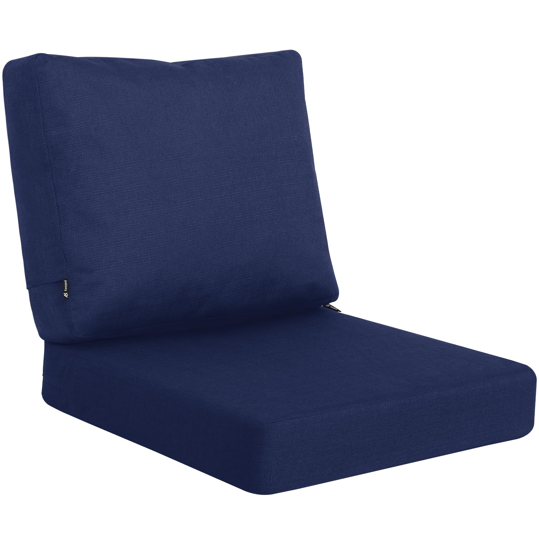 Favoyard front view of blue cushion set showing neat fit and stylish color