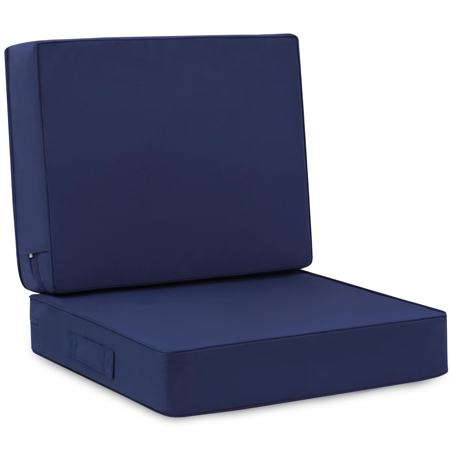 Favoyard front view of seat and back cushions showing full shape and fit benefits