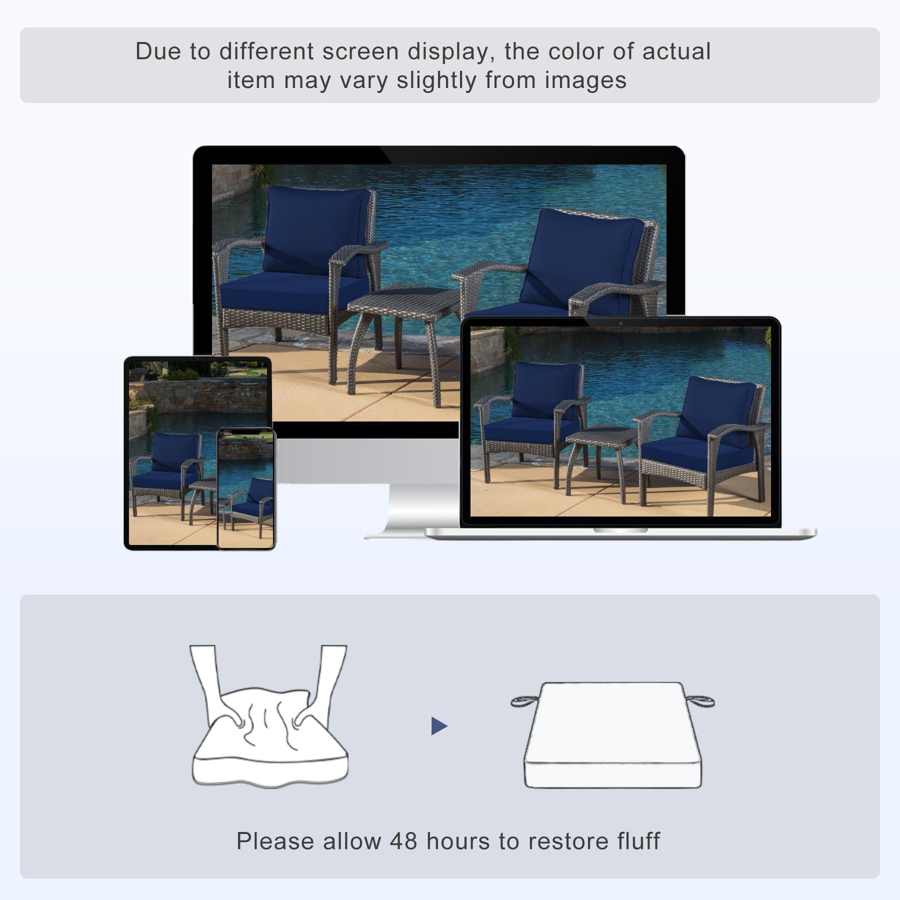 Favoyard cushion in use on patio chair providing comfortable outdoor seating