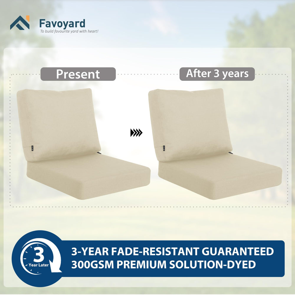 Favoyard cushions secured on patio chair with straps for slip-resistant outdoor seating