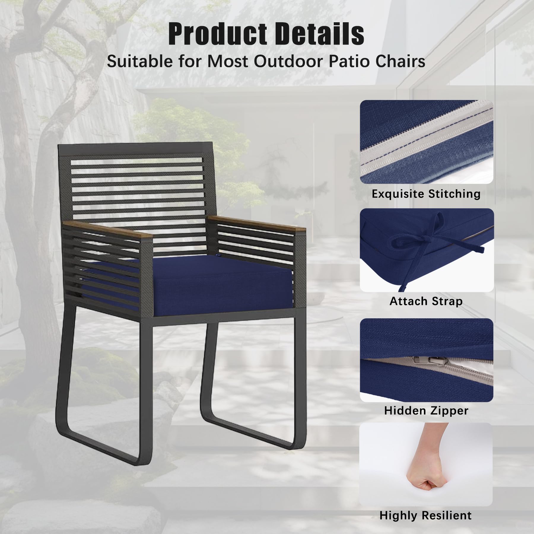 Favoyard cushion on patio chair showing stable seating and outdoor use