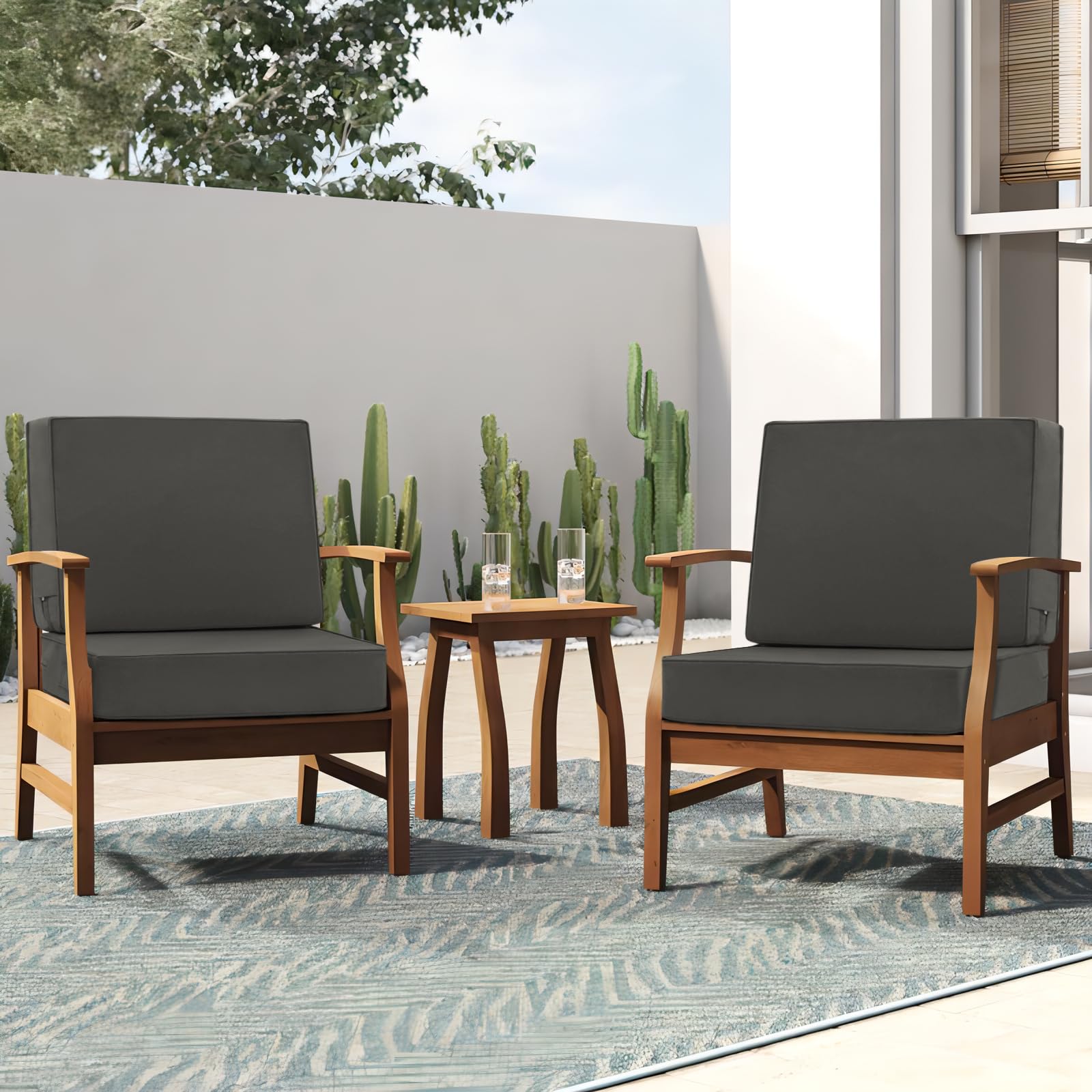 Favoyard in use on patio dining set showing comfort and coordinated look